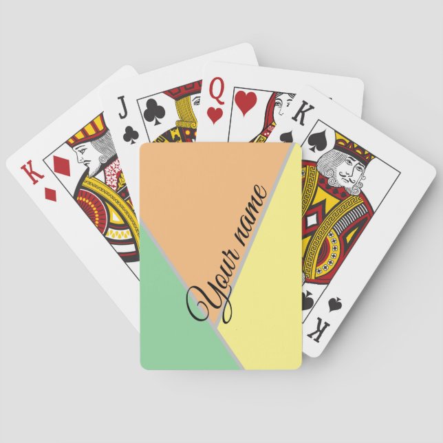 Modern Colour Block Pastel Mint & Peach Custom Nam Playing Cards (Back)