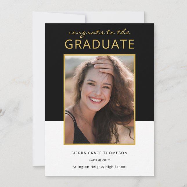 Modern Colour Block Photo Graduation Announcement (Front)
