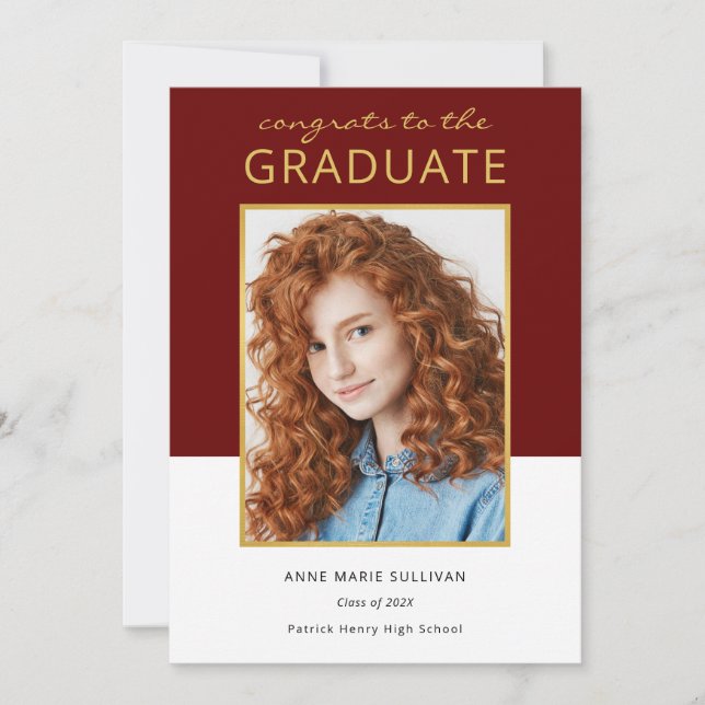 Modern Colour Block Photo Graduation Announcement (Front)