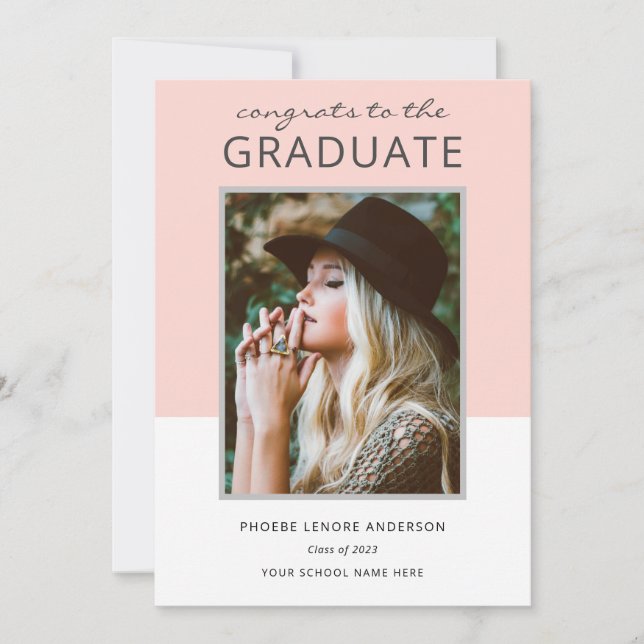Modern Colour Block Photo Graduation Announcement (Front)