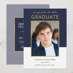 Modern Colour Block Photo Graduation Celebration Invitation