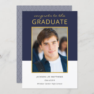 Modern Colour Block Photo Graduation Celebration Invitation