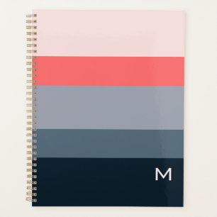 Modern Colour Block Pink Grey Custom Monogram Planner