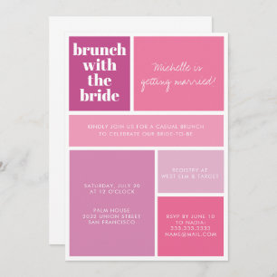 Modern Colour Block Pink Purple Bridal Shower Invitation