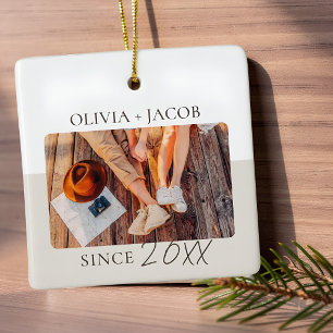 Modern Colour Block "Since" Year Couple Keepsake Ceramic Ornament