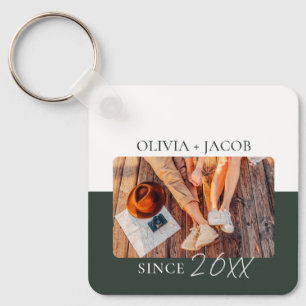 Modern Colour Block "Since" Year Couple Keepsake Key Ring
