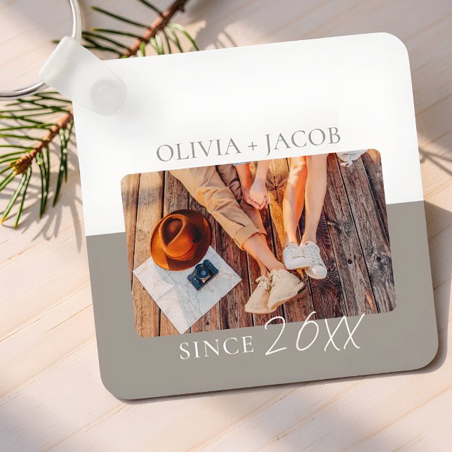 Modern Colour Block "Since" Year Couple Keepsake Key Ring (Creator Uploaded)