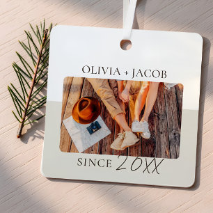 Modern Colour Block "Since" Year Couple Keepsake Metal Tree Decoration