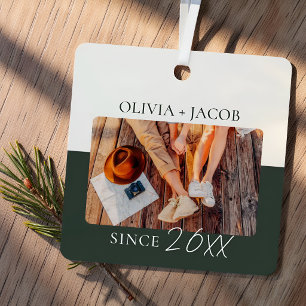 Modern Colour Block "Since" Year Couple Keepsake Metal Tree Decoration