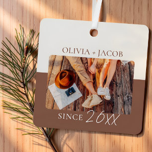 Modern Colour Block "Since" Year Couple Keepsake Metal Tree Decoration