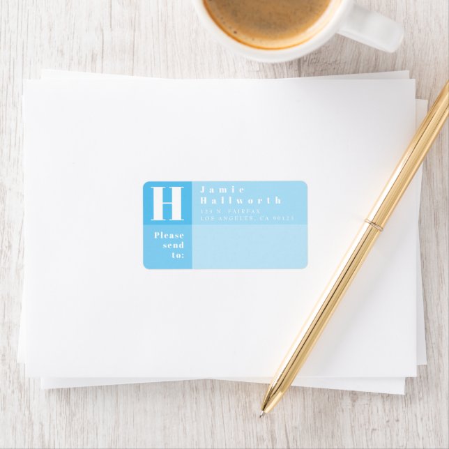 Modern Colour Block Sky Blue Return Address & Send Label (Insitu)