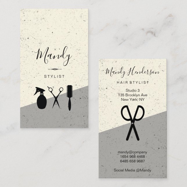 Modern Colour Block Speckled | Scissors Logo Business Card (Front/Back)