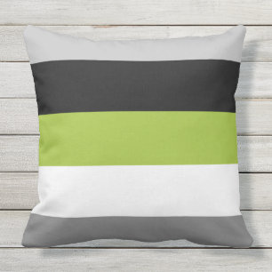 Modern Colour Block Stripes Lime Green Grey Black Cushion