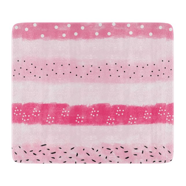 modern colour block stripes white pink brushstroke cutting board (Front)