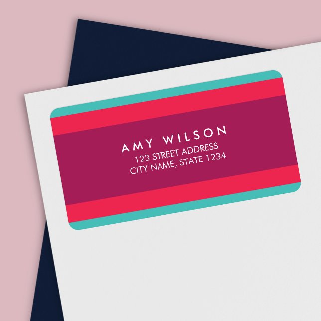 Modern Colour Block Turquoise Pink Purple Address Label (Creator Uploaded)