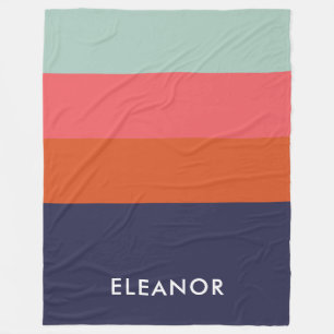 Modern Colour Block Wide Stripes Personalised Fleece Blanket