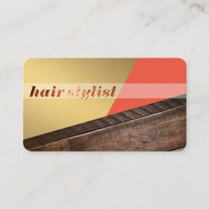 Modern Colour Block Wood Stylist Business Card