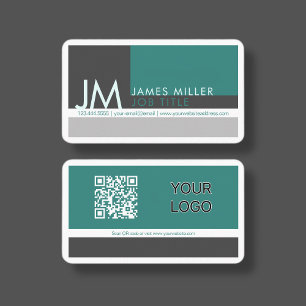 Modern Colour Blocks    Green Grey White Business Business Card