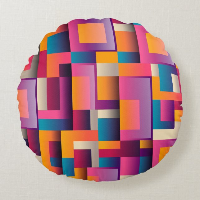 Modern Colour Blocks Round Cushion (Front)