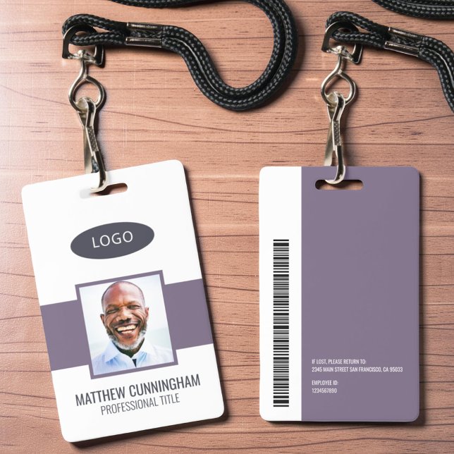 Modern Colour Custom Logo Employee Name Barcode ID Badge (Creator Uploaded)