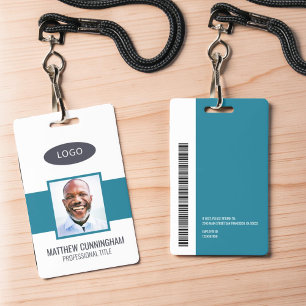 Modern Colour Custom Logo Employee Name Barcode ID Badge
