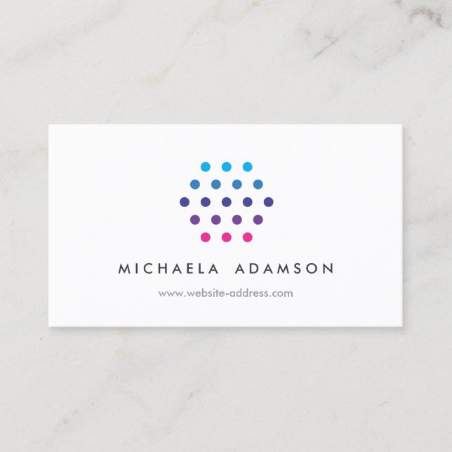 Modern Colour Dots Logo on White Business Card (Front)