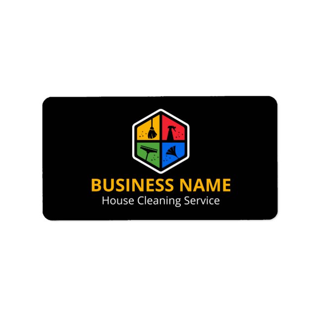 Modern Colour Logo House Cleaning Service Label (Front)