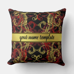 modern colour pattern red and gold cushion