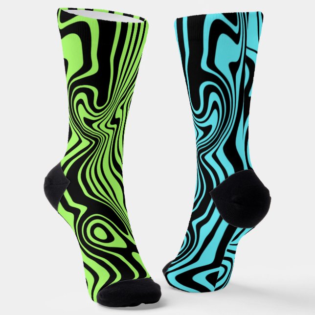 Modern Colour Socks Abstract Waves Custom Colours (Angled)