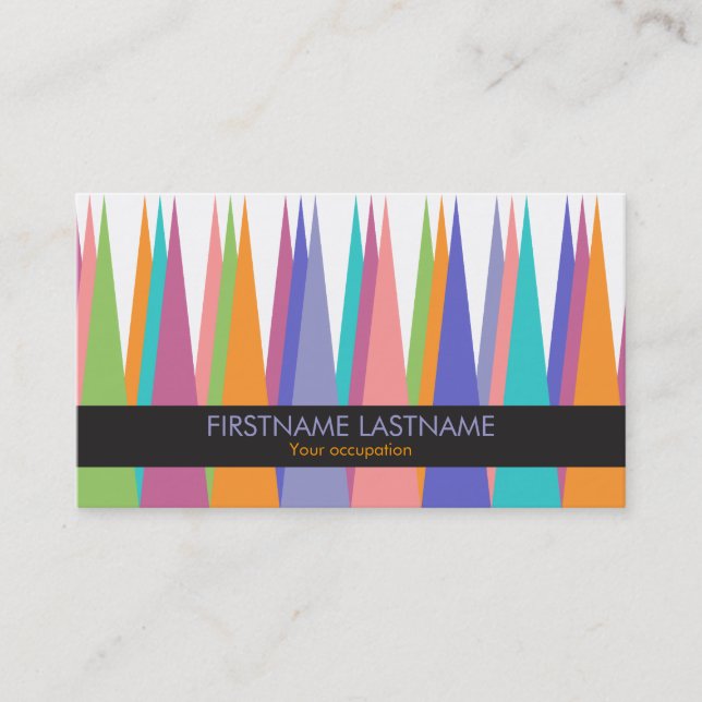 Modern Colour Tall Triangles Profile Business Card (Front)
