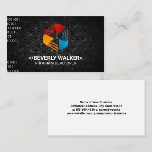 Modern Colour Tech Logo   Binary code Business Card
