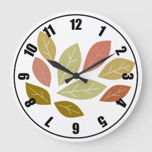 Modern Coloured Leaves Large Clock