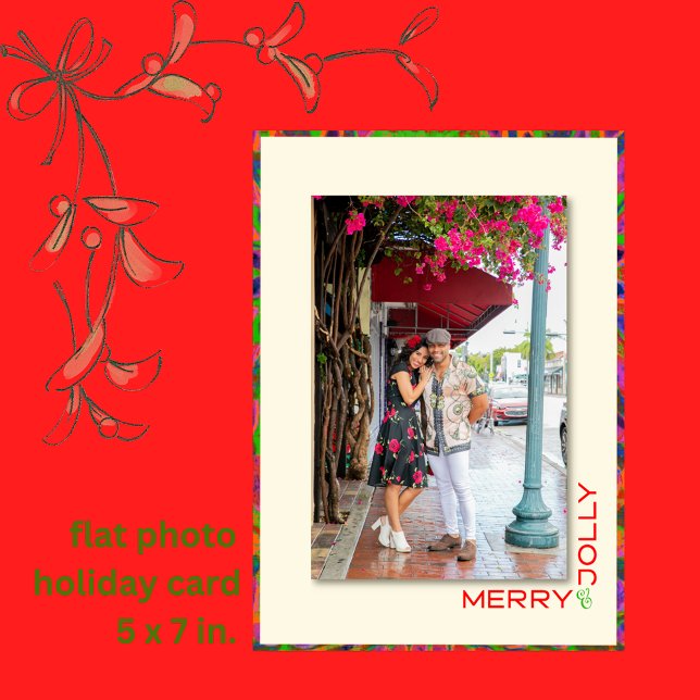 Modern colourful 1 photo Christmas holiday card (Creator Uploaded)