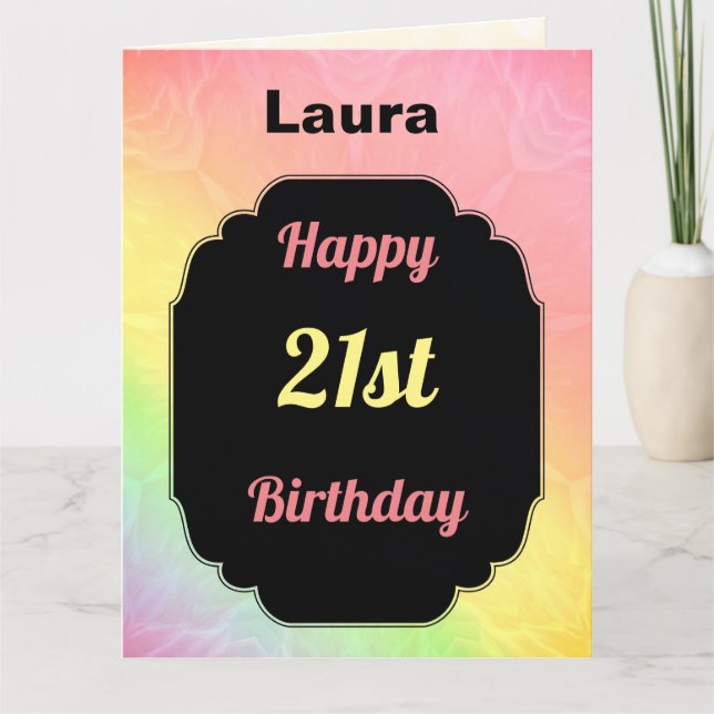 Modern colourful 21st Birthday Card (Front)