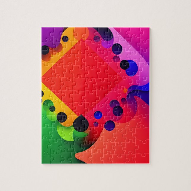 Modern Colourful 3D Abstract Geometric Jigsaw Puzzle (Vertical)