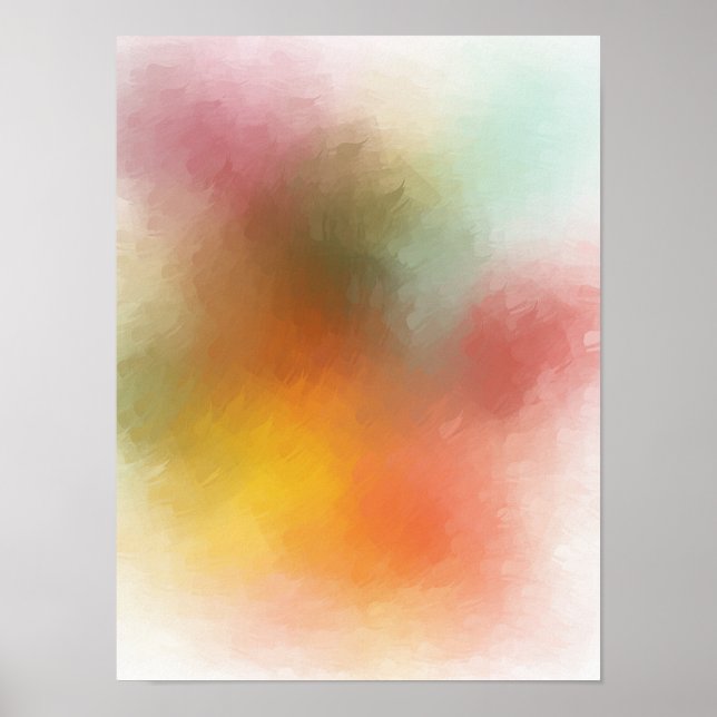 Modern Colourful Abstract Art Red Yellow Trendy Poster (Front)
