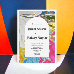 Modern Colourful Abstract Artistic Bridal Shower Invitation