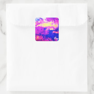Modern Colourful Abstract Blue Purple Watercolor Square Sticker