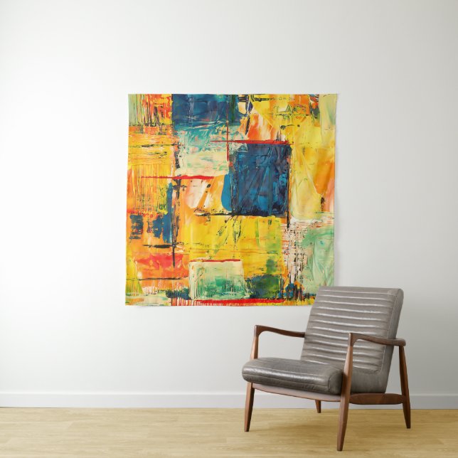 Modern Colourful Abstract Expression Tapestry (In Situ (Horizontal))