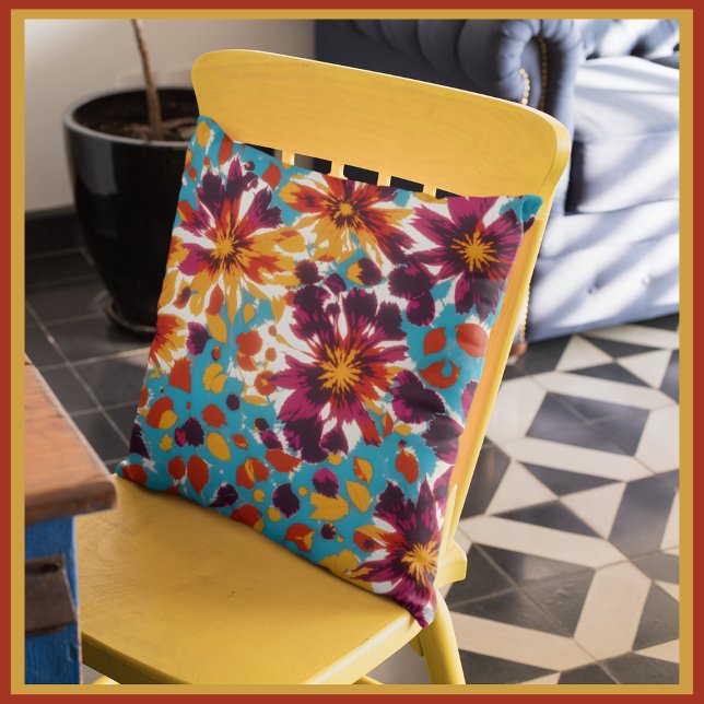 Modern Colourful Abstract Flower And Leaf Pattern Cushion (Creator Uploaded)