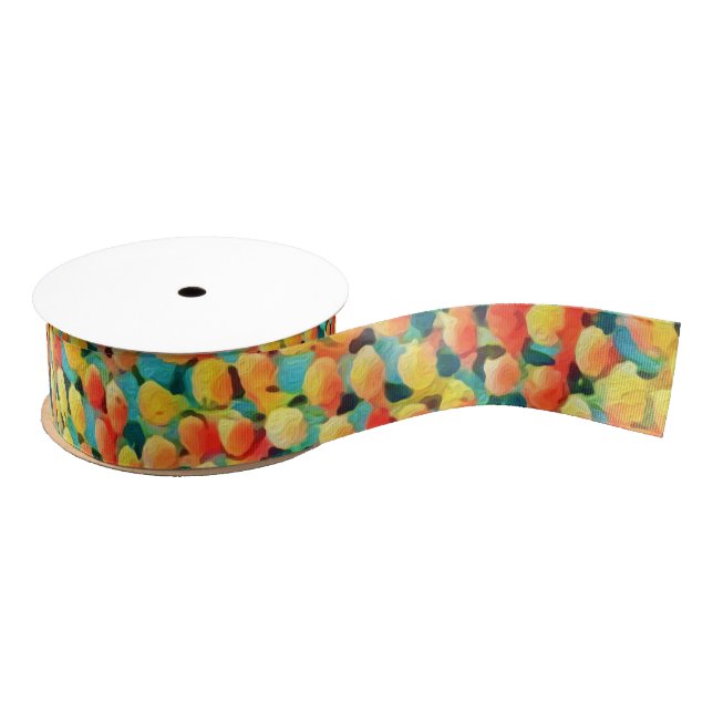 Modern Colourful Abstract Geometric Balloons Paint Grosgrain Ribbon (Spool)