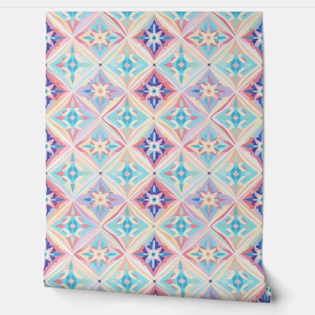 Modern colourful Abstract Geometric Print pattern  Wallpaper (Unrolling)