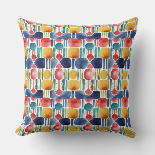 Modern Colourful Abstract Geometric Watercolor Cushion