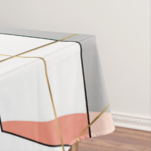 Modern Colourful Abstract Gold Geometric Strokes Tablecloth