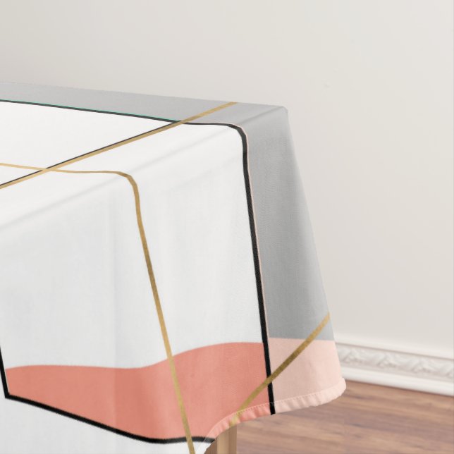 Modern Colourful Abstract Gold Geometric Strokes Tablecloth (In Situ)