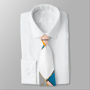 Modern Colourful Abstract Gold Geometric Strokes Tie
