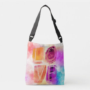 Modern Colourful Abstract Love in Watercolor Crossbody Bag