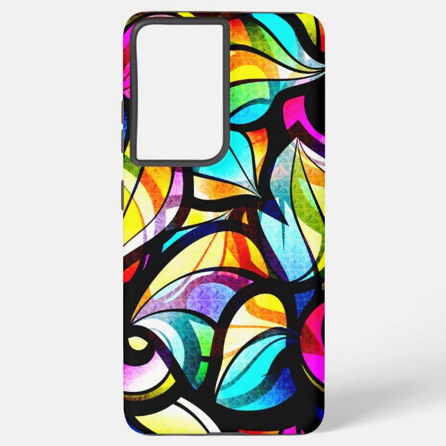 Modern Colourful Abstract Stained-Glass Design Samsung Galaxy S21 Ultra Case (Back)