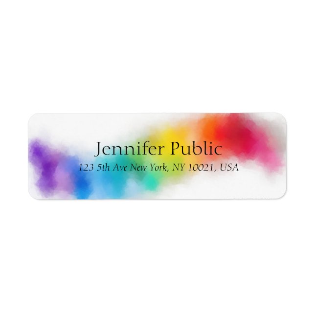 Modern Colourful Abstract Template Rainbow Colours Return Address Label (Front)