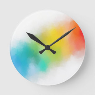 Modern Colourful Abstract Template Rainbow Colours Round Clock